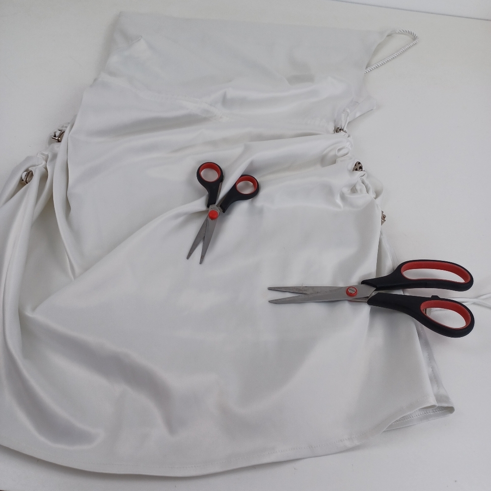 Maniere De Voir Satin Ruched Mini Dress Size 12 Women Sleeveless In White - Picture 10 of 16